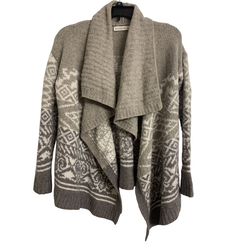 Abercrombie & Fitch Wool Aztec Open Front Waterfall Sweater‎ Size S
